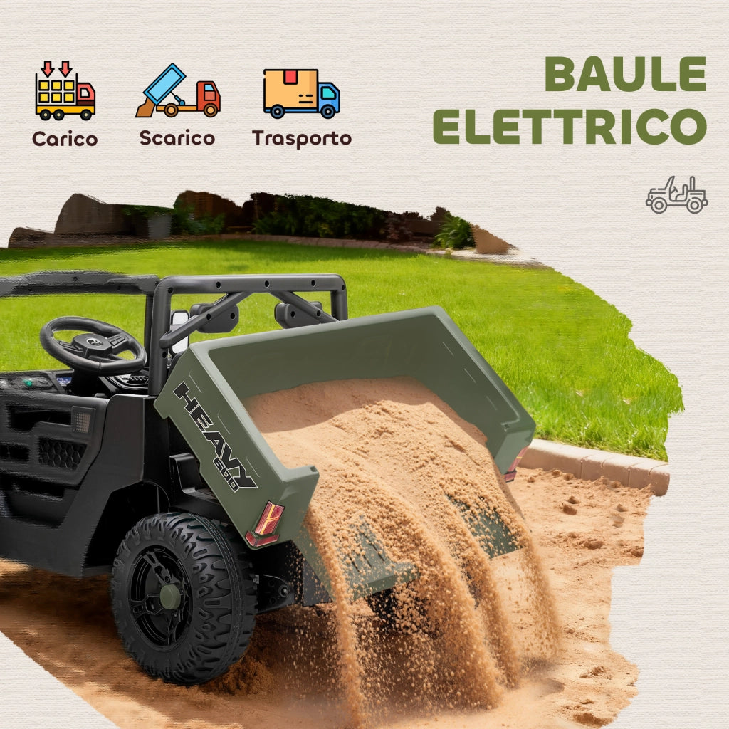 Macchina Elettrica Bambini 12V con Telecomando Sospensioni Bagagliaio e Musica Età 3-8 Anni Verde