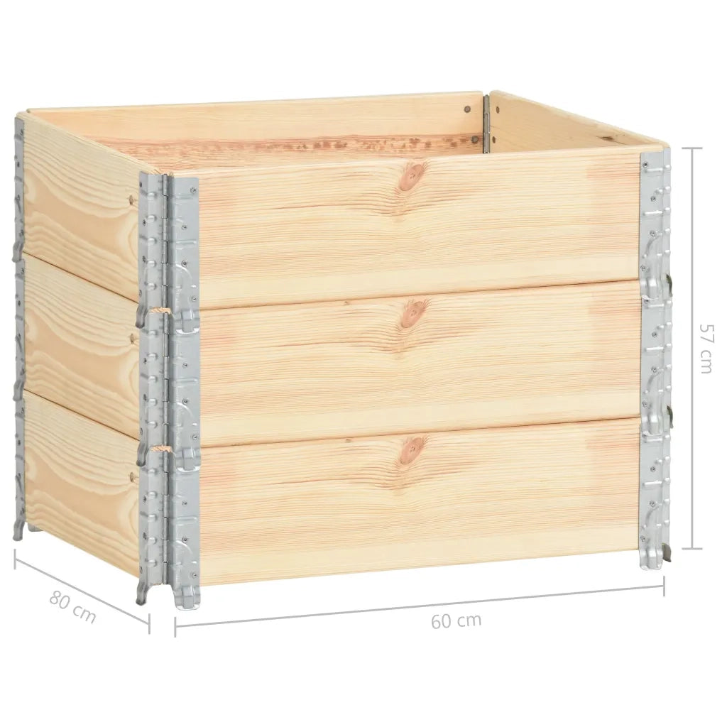 Collari per Pallet 3 pz 60x80 cm in Legno Massello di Pino 310049