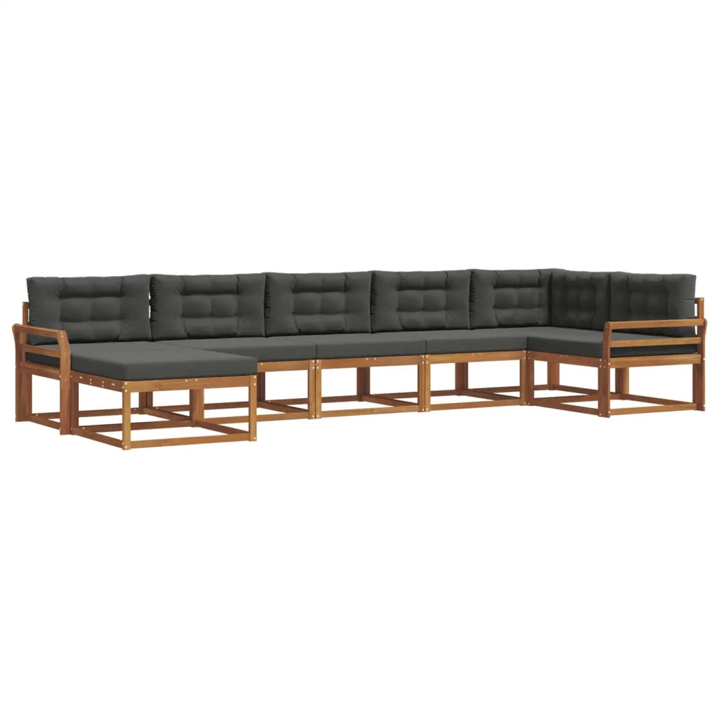 Set di divani da esterno con cuscino 7 pcs Naturale e Antracite 3367895