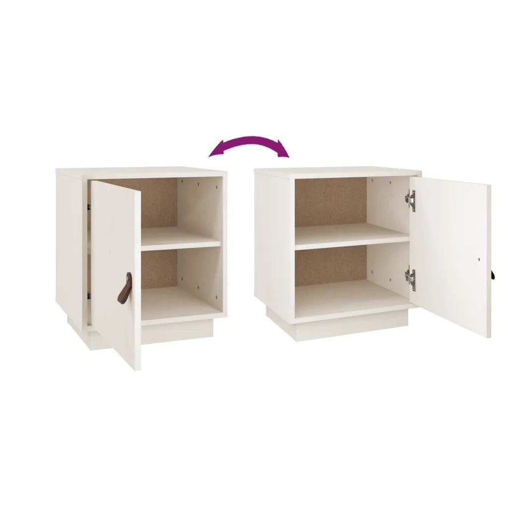 Comodino Bianco 40x34x45 cm in Legno Massello di Pino 818277