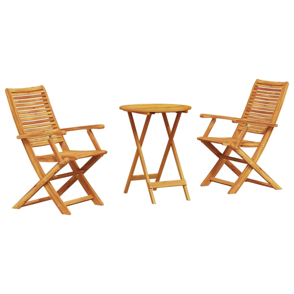 Set Bistro Pieghevole 3 pcs Marrone Legno di Acacia Massello 3375689