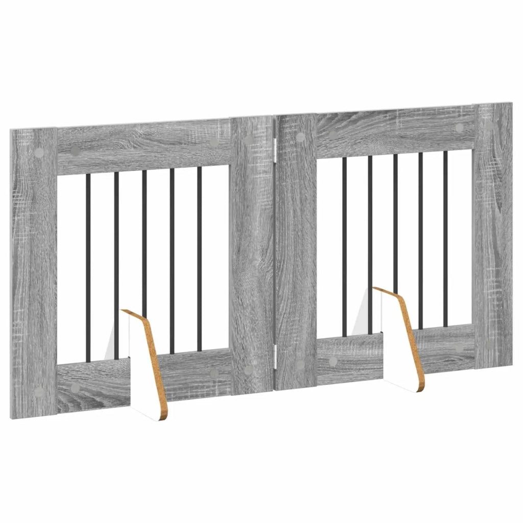 Cancello per cani con supporti 2 pcs Grigio Sonoma 60 x 60 cm