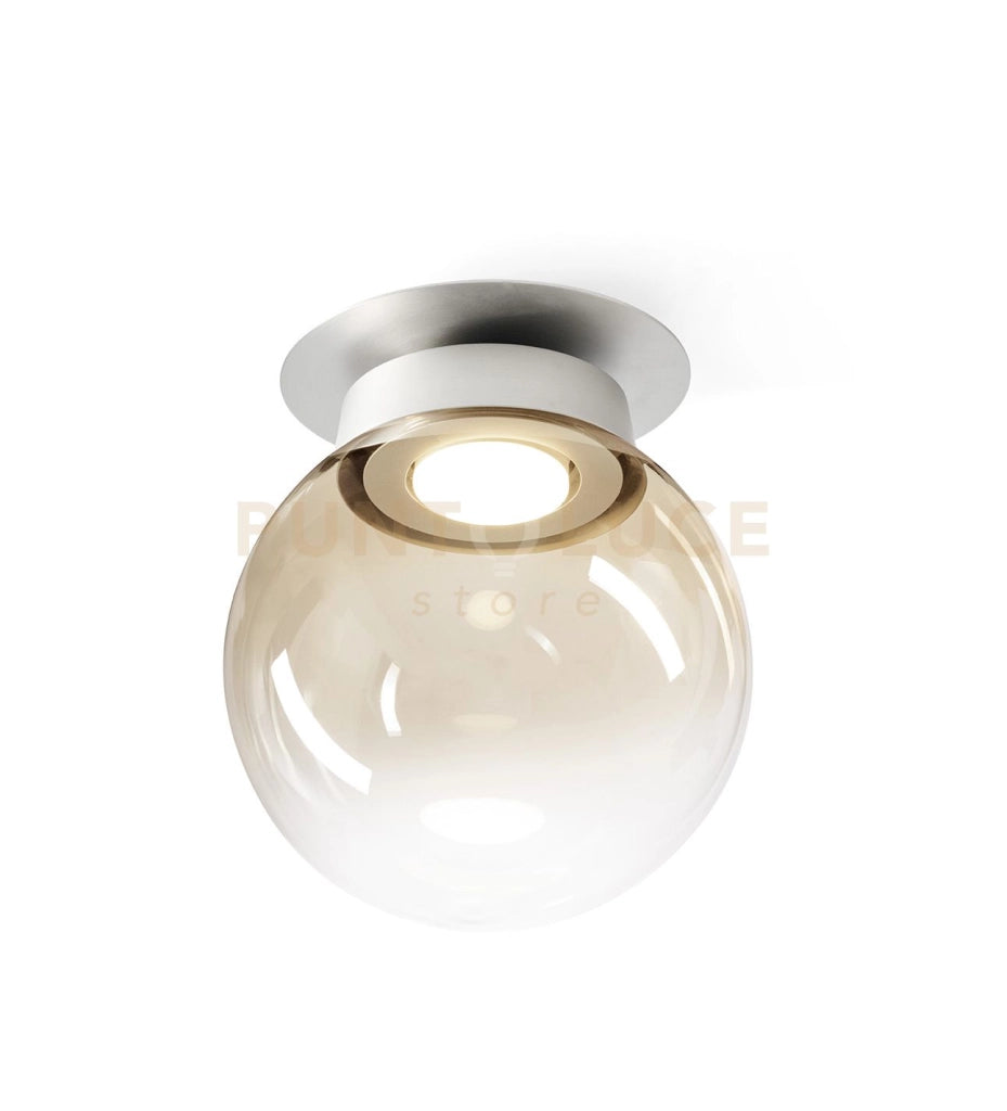 JOTTO LAMPADA DA SOFFITTO IN METALLO COLORE ALLUMINIO VETRO SFUMATO AMBRA DA 15CM 1 LUCE ATTACCO GX53