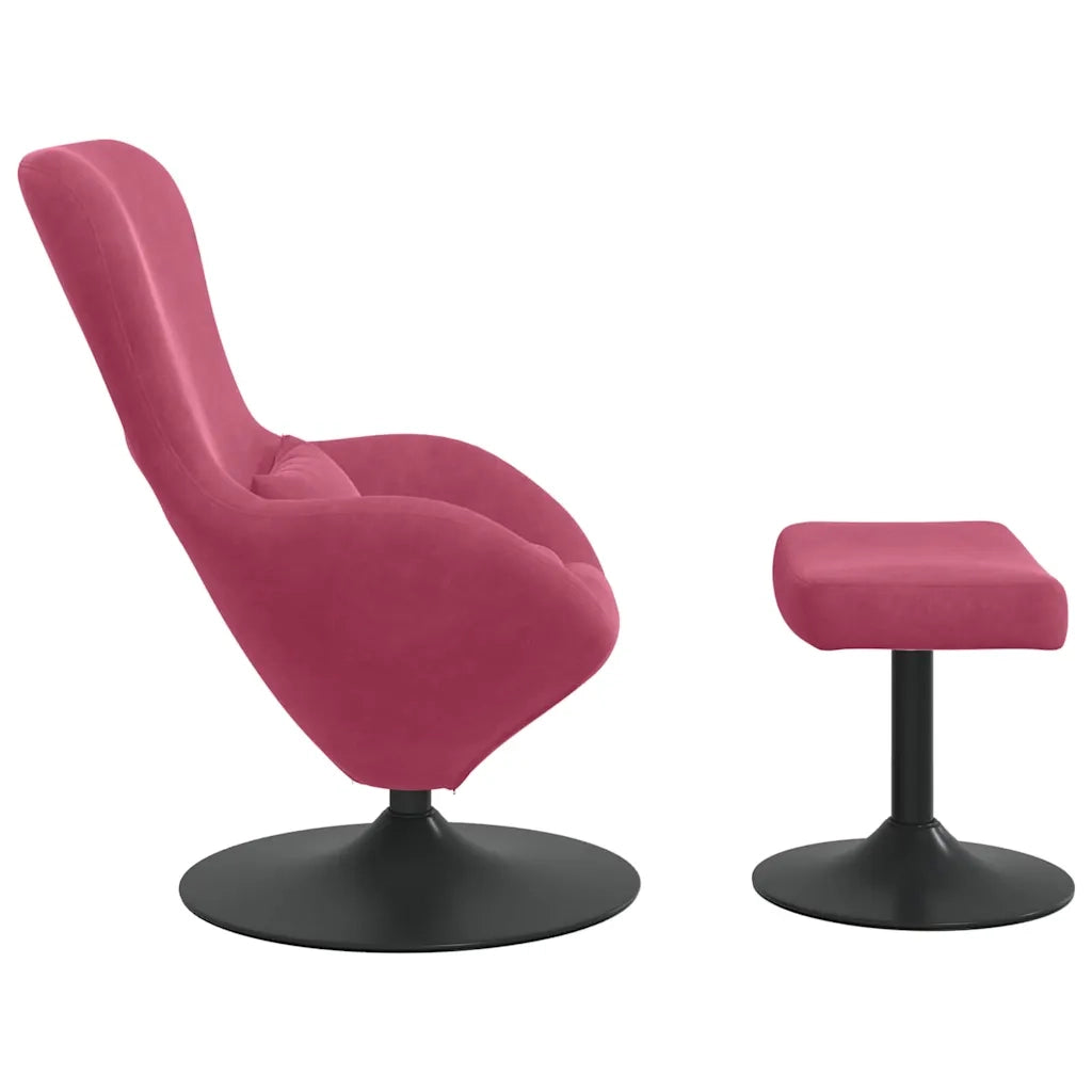 Sedia Egg con Pouf Rosso Vino Velluto 42002749