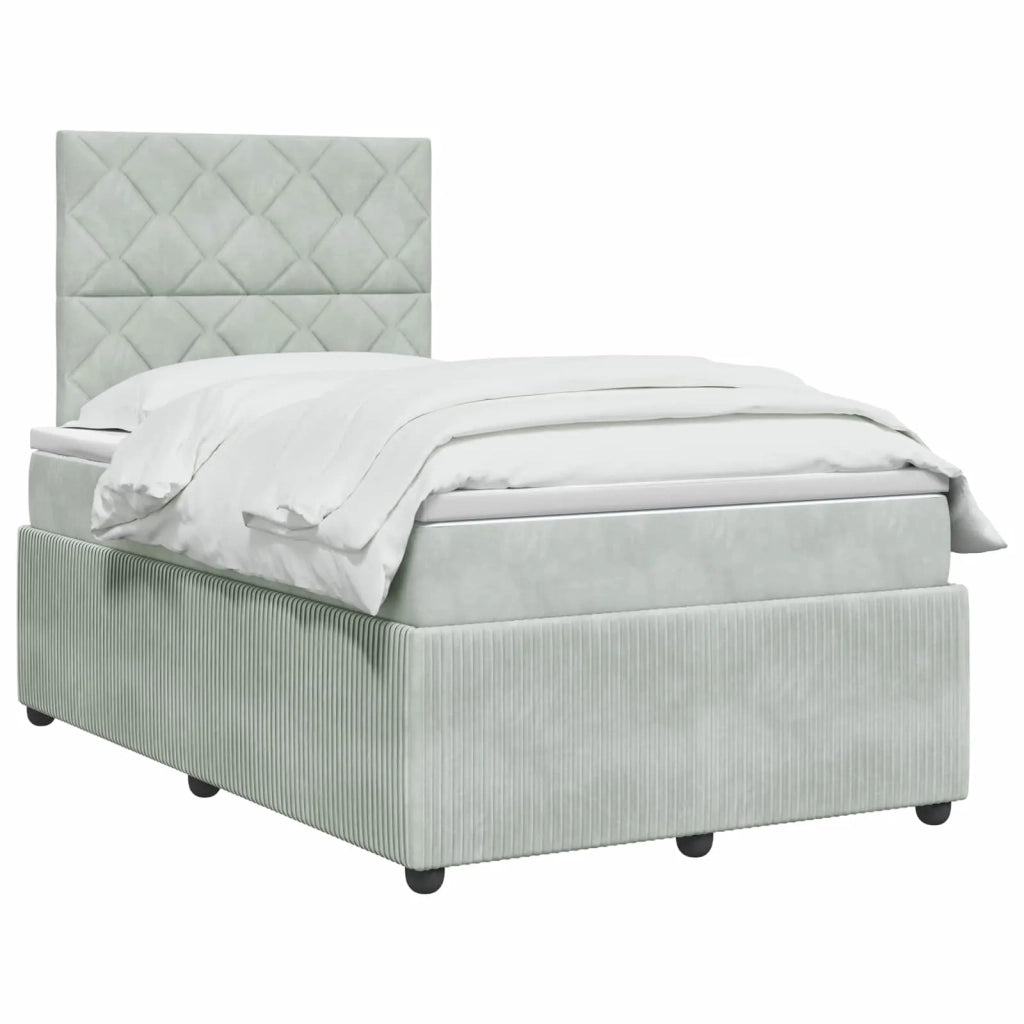 Letto Box Spring LED con Materasso Grigio Chiaro 120 x 190 cm 3456035