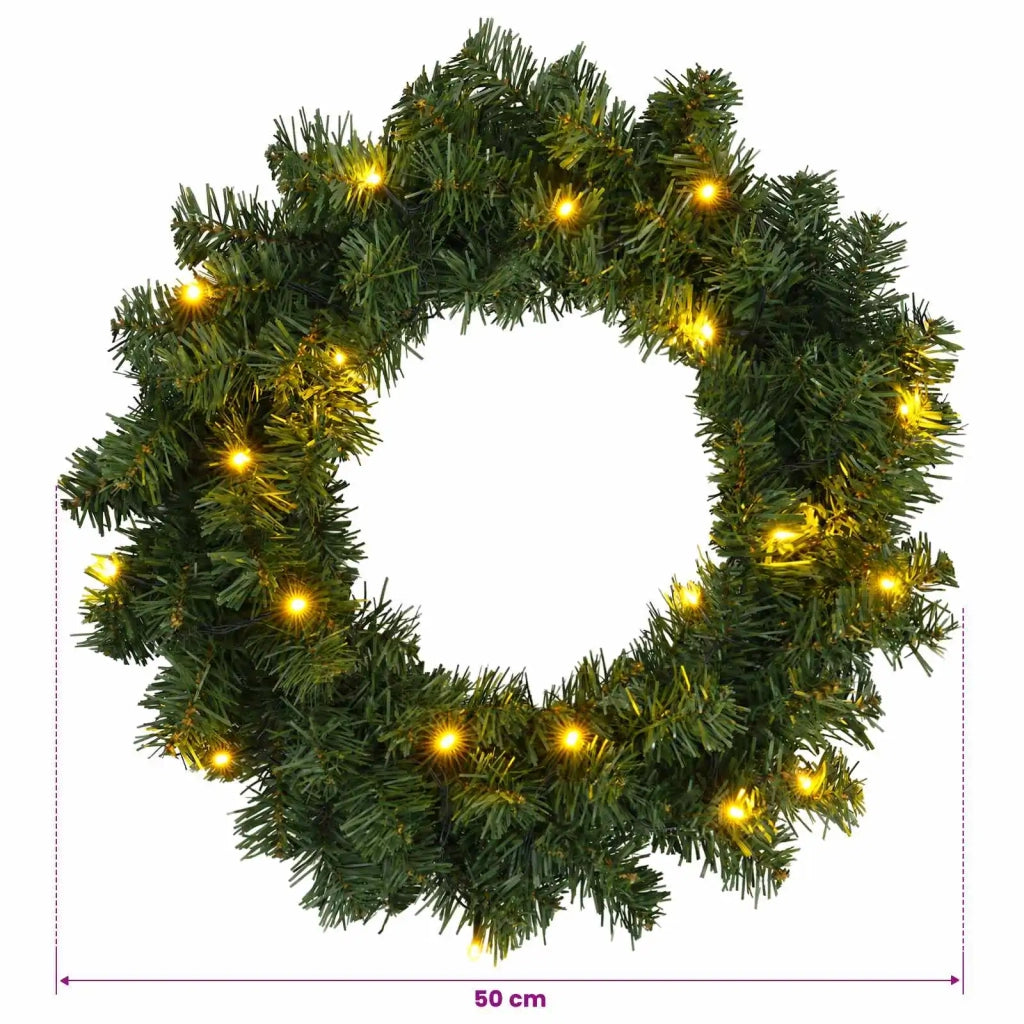 Ghirlanda di Natale Verde Diam. 50 cm PVC 25 LED 42056963