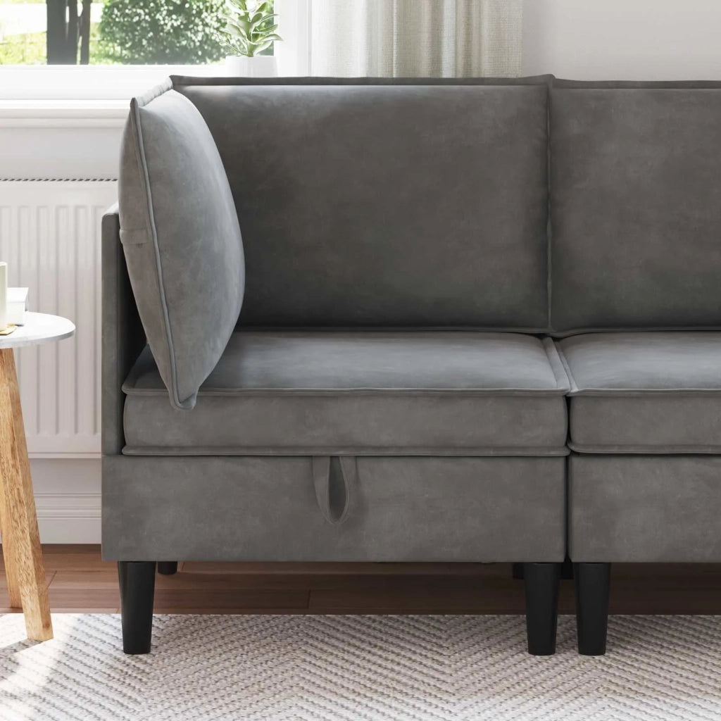 Divano | Divano da soggiorno | Sofa con Stoccaggio Grigio Scuro Velluto