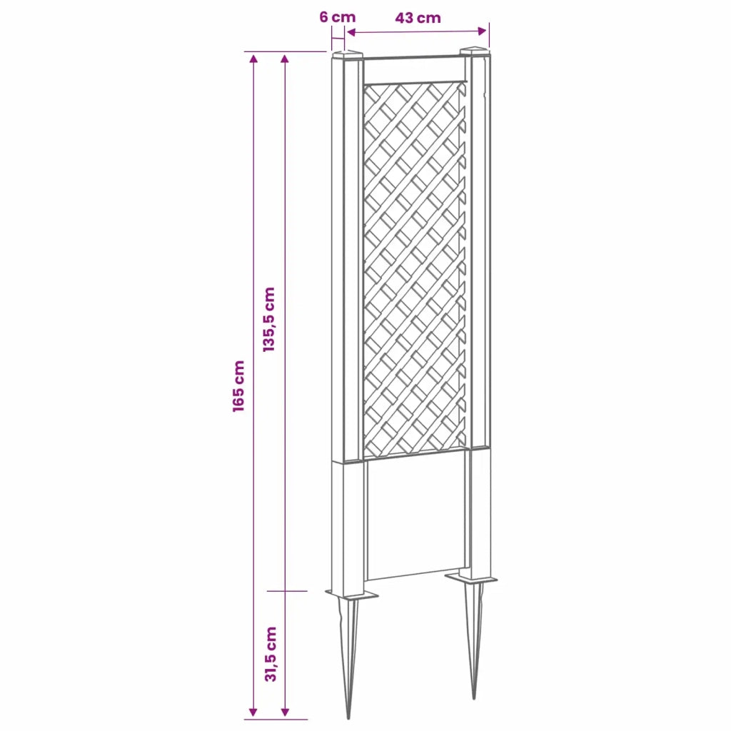 Trellis con Punta Grigio 43 x 6 x 165 cm PP CFW8185149