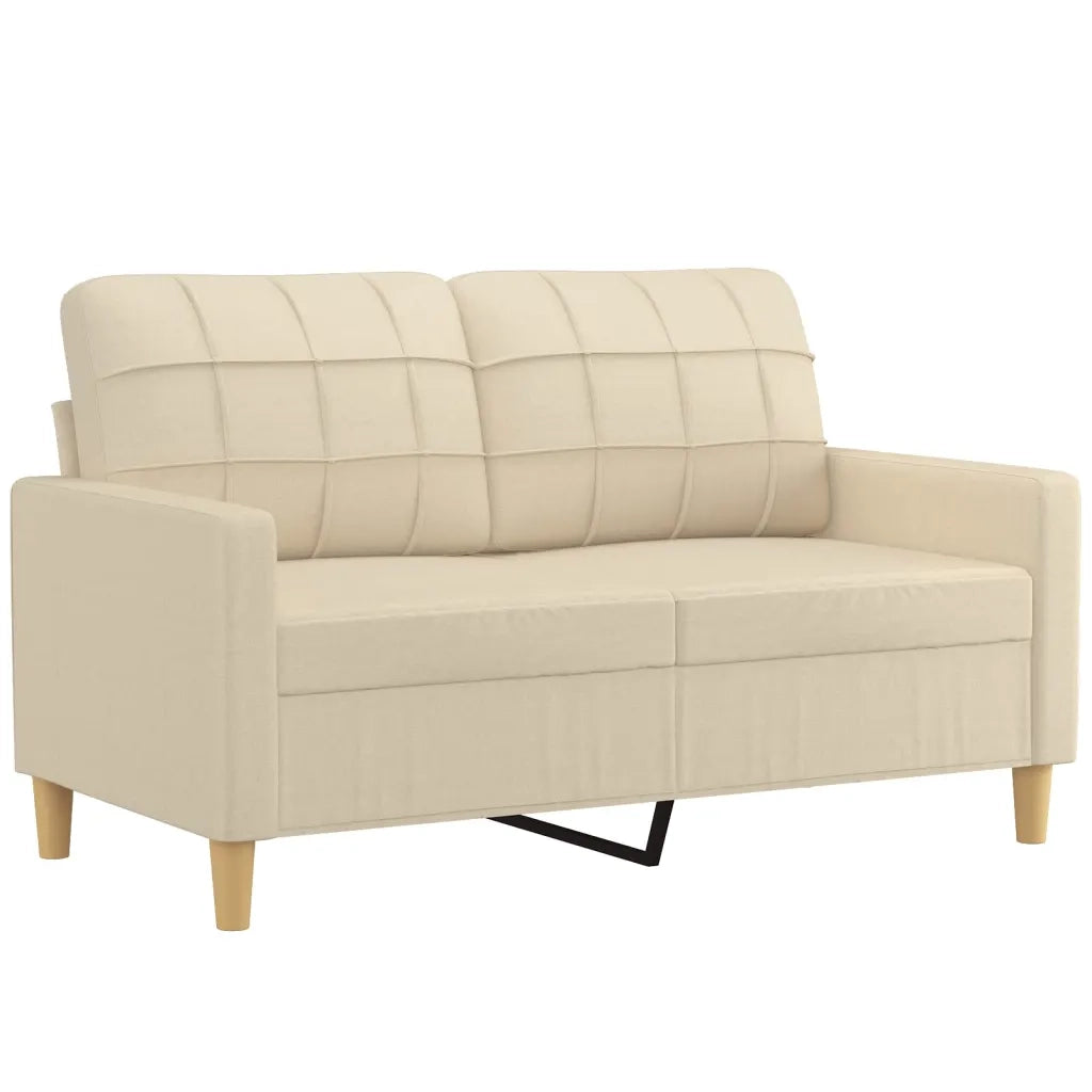 Set Divani 2 pz con Cuscini Crema in Tessuto