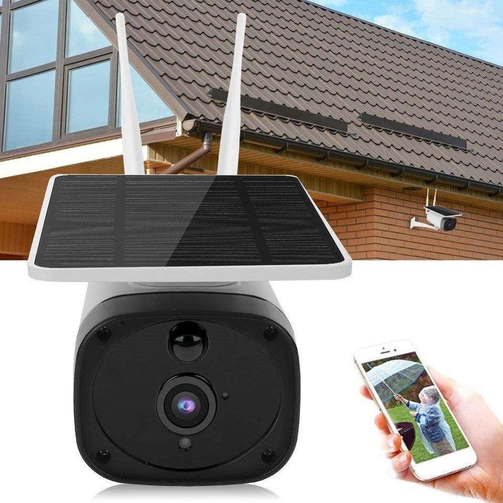Trade Shop - Telecamera 1080p Wifi Wireless Cctv Pannello Solare Visione Notturna Ir Allarme -
