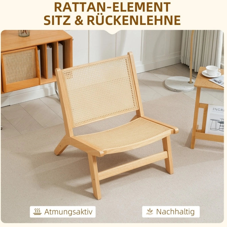 Poltrona relax in legno e rattan senza braccioli