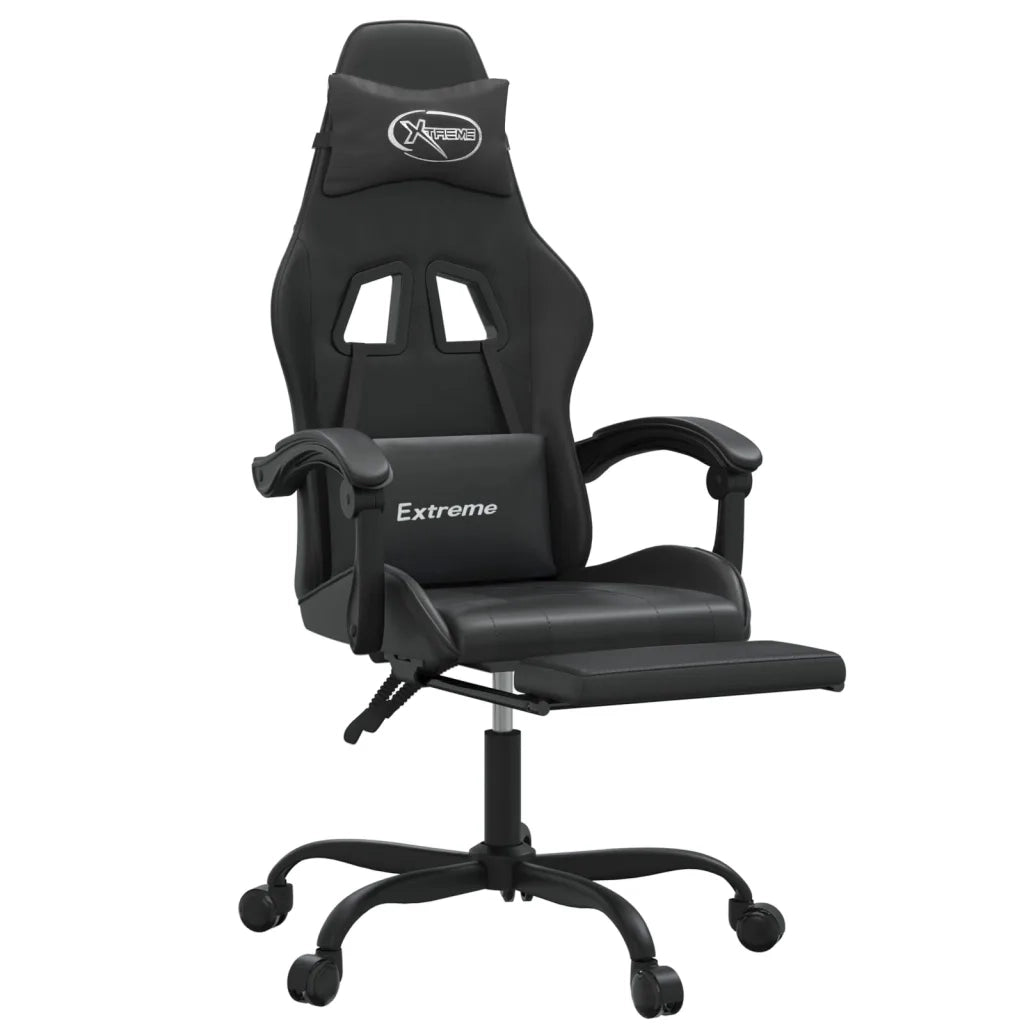 Sedia da Gaming | Sedia da e-sports Girevole Poggiapiedi Nero in Similpelle