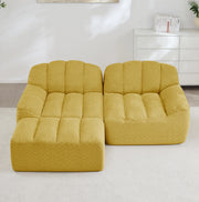 Divano modulare angolare senza struttura; 2 posti; con pouf; giallo