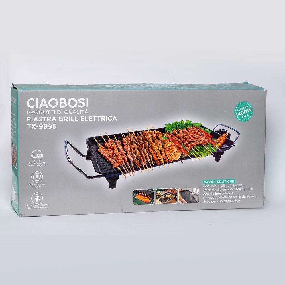 Trade Shop - Piastra Griglia Elettrica Potenza 1400w Cucina Con 2 Piastre Di Cottura Tx-9995 -