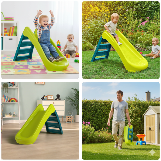 Scivolo per Bambini Pieghevole a 3 Gradini Verde