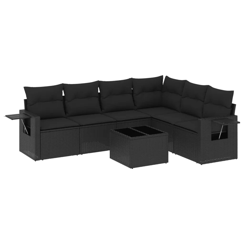 Set Divani da Giardino con Cuscini 7pz Nero Polyrattan 3220214