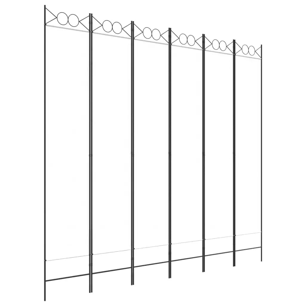 Divisorio Ambienti | Divider per stanze | Paravento a 6 Pannelli Bianco 240x200 cm Tessuto