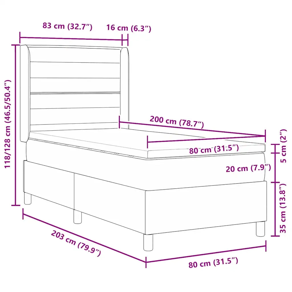 Letto a molle con materasso Blu 80 x 200 cm Tessuto 3341741