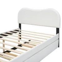 Letto imbottito 140x200 cm con letto estraibile, senza materasso, Bianco