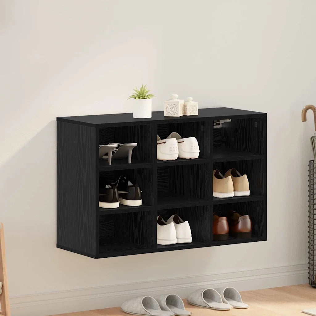 Mobile per scarpe con lo scaffale-Scarpiera Rovere Nero 77,5 x 30 x 51 cm