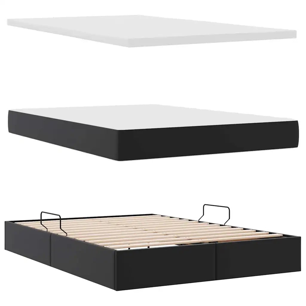 Letto con contenitore e materasso Nero 140 x 200 cm 3370397