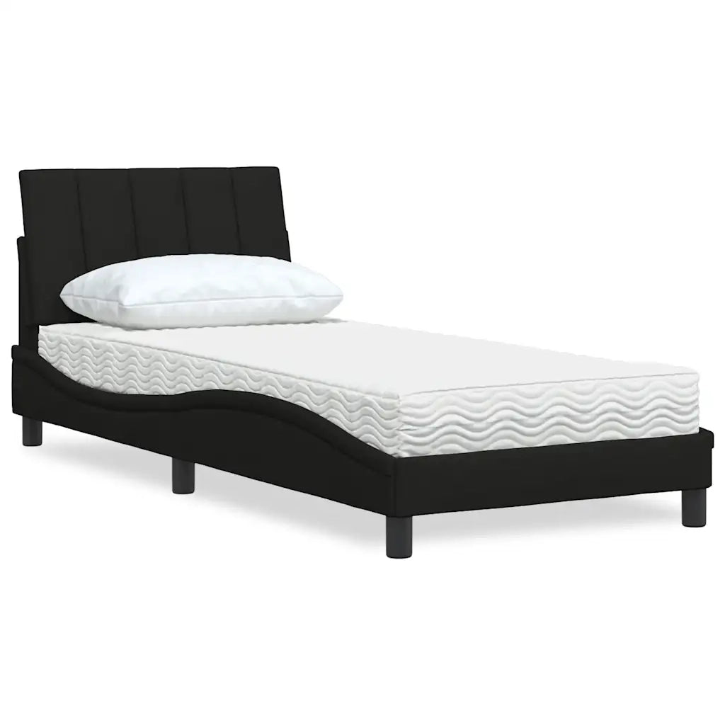 Letto con Materasso Hanko Nero 80x200 cm in Tessuto 3310491