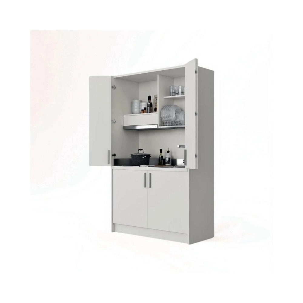 Cucina a scomparsa completa di elettrodomestici Fold bianco 125