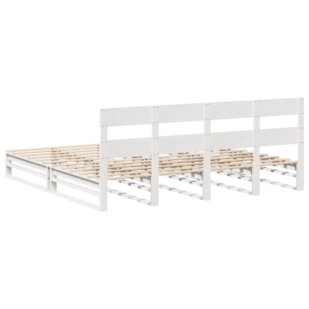 Giroletto senza Materasso-Struttura Letto Bianco 200x200 cm Legno Massello Pino 984724