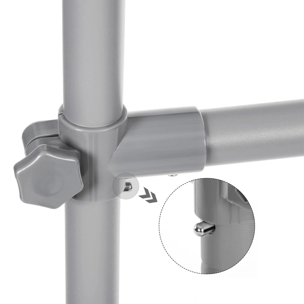 Appendiabiti mobile a doppia barra estensibile da 87 a 150 cm con ruote e ripiano portaoggetti portata 70 kg per cappotti e sciarpe grigio 12_0003488