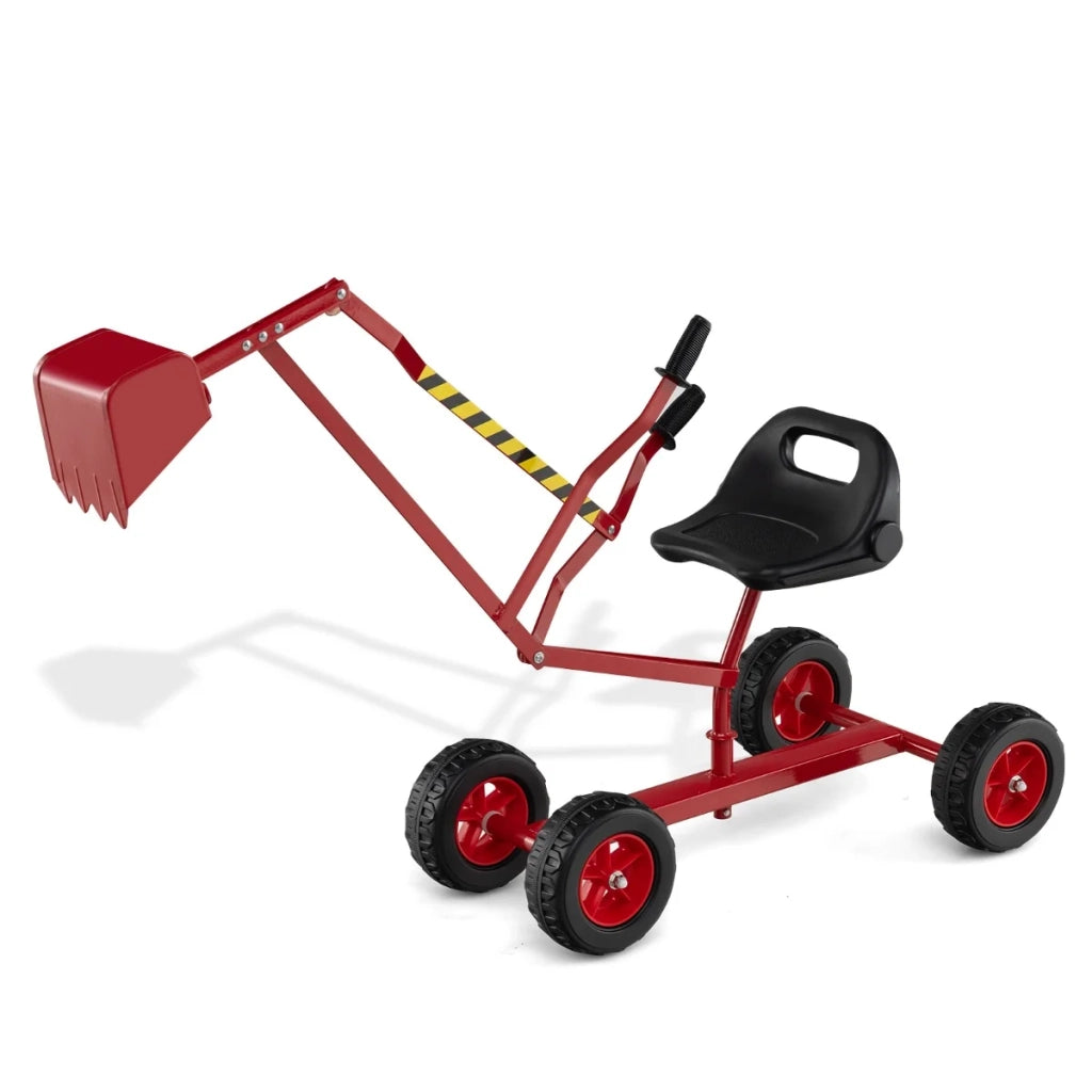 Escavatore per bambini giocattolo sabbia 122 x 40 x 66 cm sedile girevole 360° schienale ergonomico in metallo rosso 20_0013095
