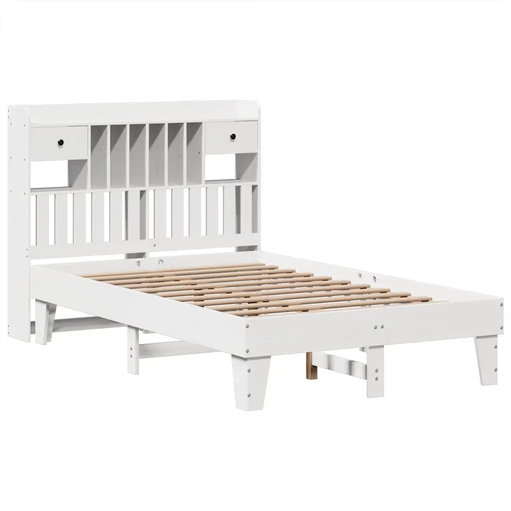 Letto senza Materasso Bianco 135x190 cm Legno Massello di Pino