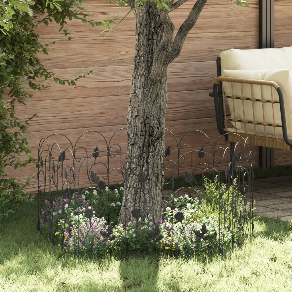 Recinzione per Giardino 5 pz Nero Acciaio CFW8545258