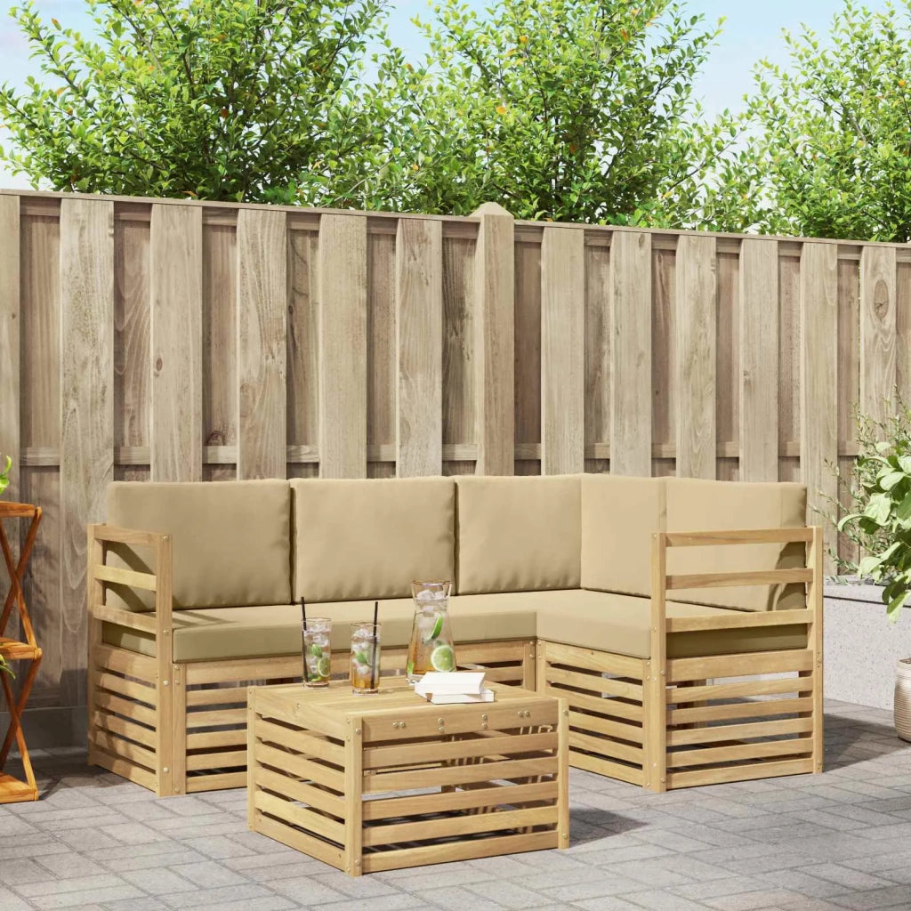 Set di divani da esterno 5 pcs Bianco e Beige 59 x 59 x 37 cm