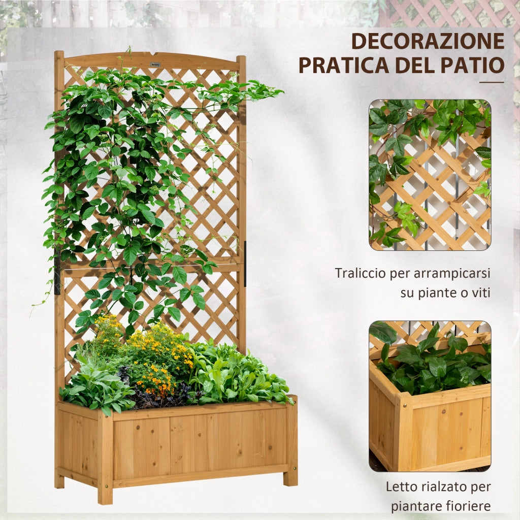 Fioriera con Grigliato in Legno d'Abete con Base Rialzata e Foro di Drenaggio, 90x45x180 cm, Giallo