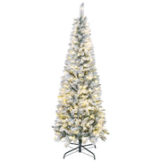 Albero di Natale Innevato con 180 Luci LED a 11 Effetti e 479 Rami, ?65x180 cm, Verde e Bianco