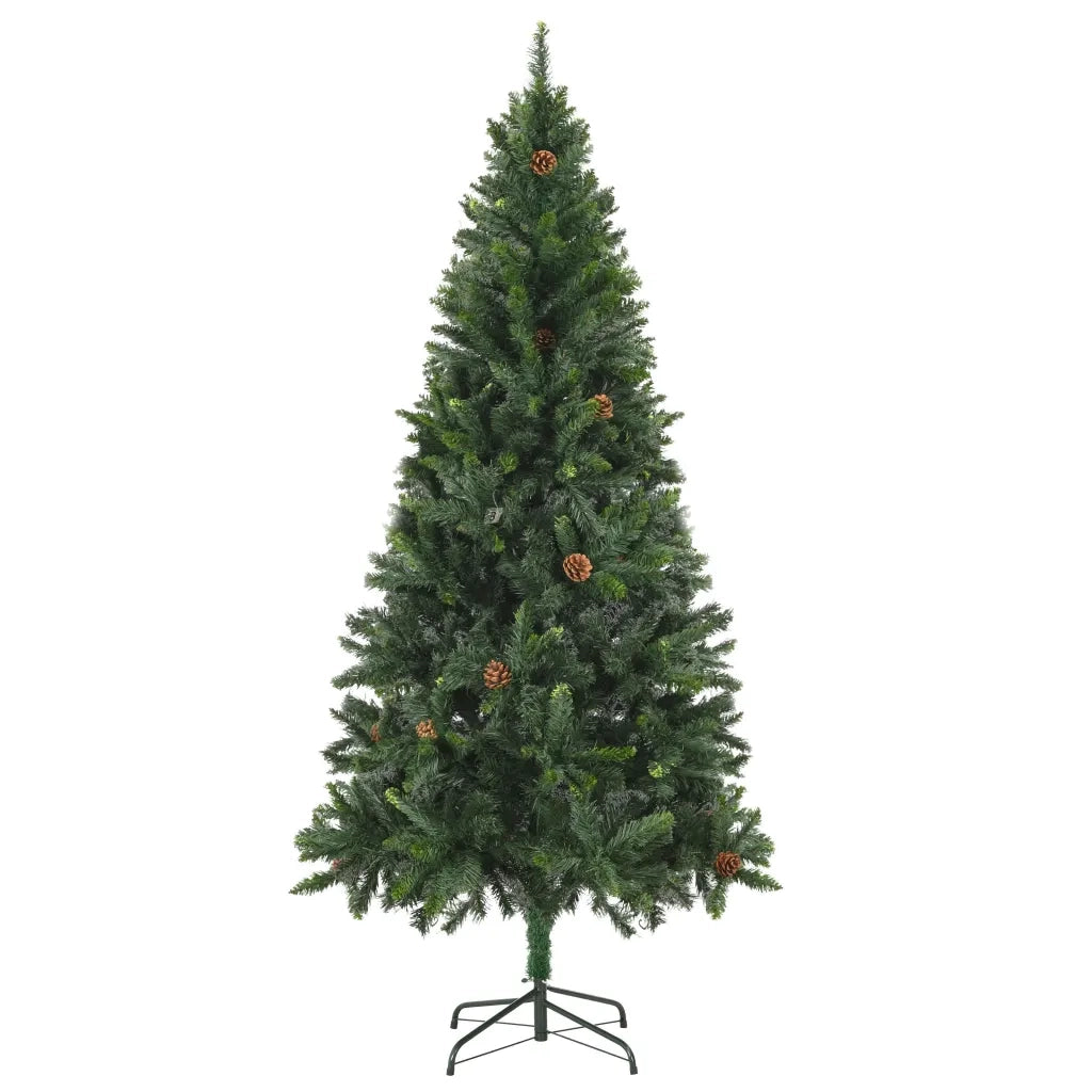 Albero di Natale Preilluminato con Pigne Verde 210 cm 3077745