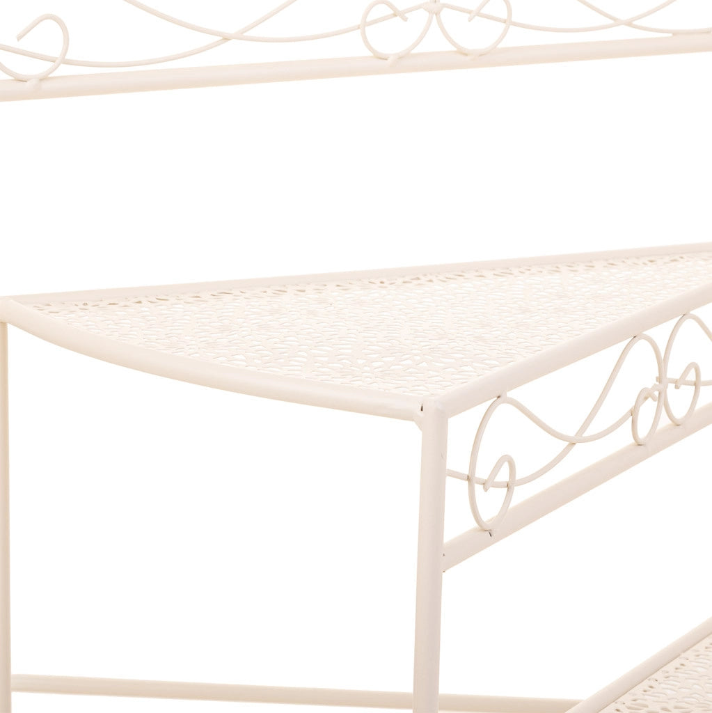 Supporto 3 ripiani per pentole in ferro battuto bianco 55x30x61
