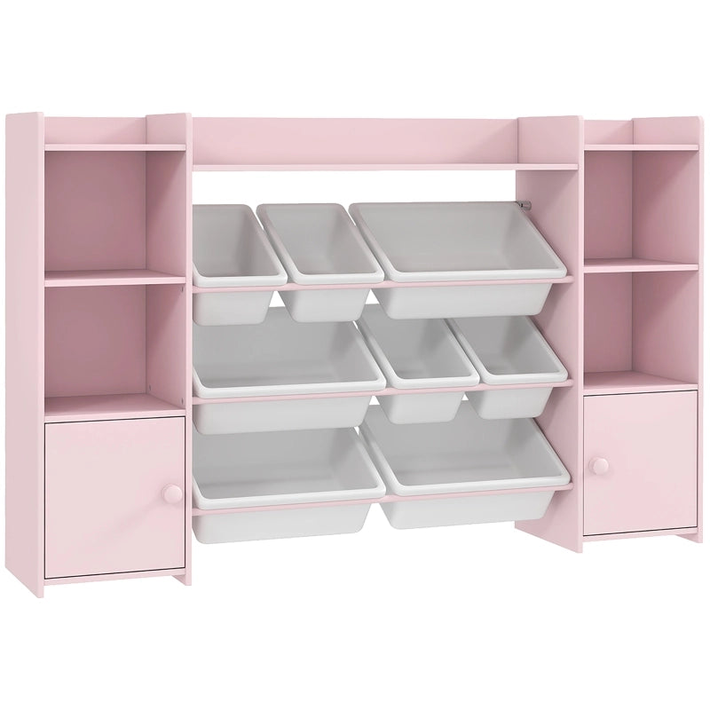 Libreria contenitore per bambini con box estraibili, rosa, 140x30x90 cm