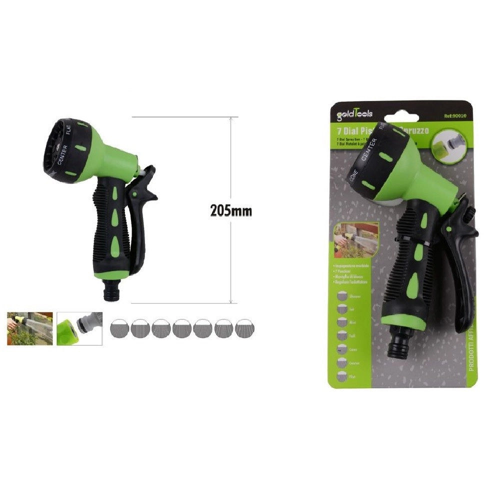 Trade Shop - Pistola Spruzzo A 7 Getti Irrigazione Tubo Pompa Acqua Giardino Regolabile 90010 -