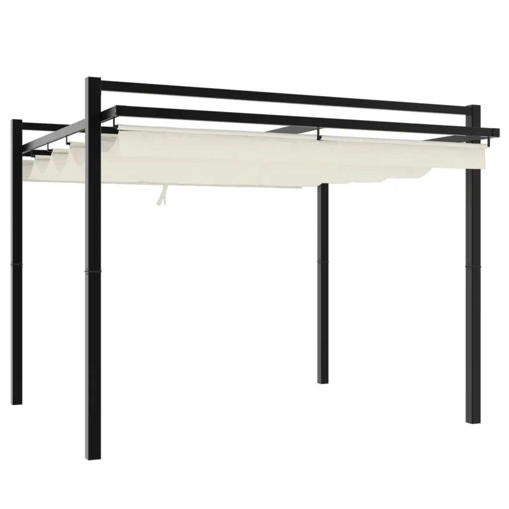 vidaXL Gazebo da Giardino con Tetto Retrattile Crema 3x3m in Alluminio