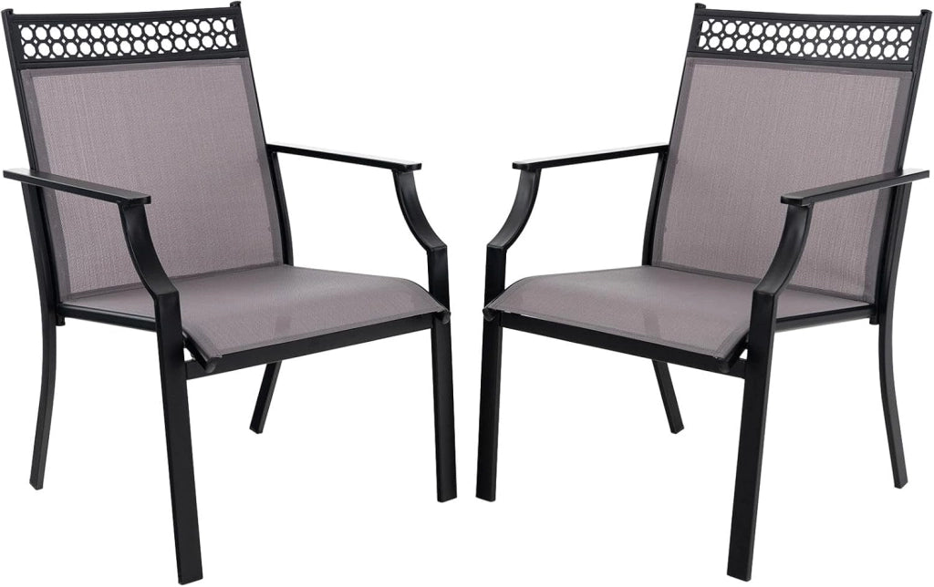 Set di 2 sedie da giardino, terrazze con braccioli, sedie da balcone in metallo con portata fino a 150 kg, sedie da pranzo per patio, terrazza (caffè)