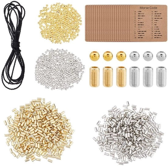 Armband DIY con Codice Morse - 2000 Stuks Materiali per Armband - Armbandi Flessibili Intrecciati - Inclusa Carta di Decodifica - Set Completo per Gioielli