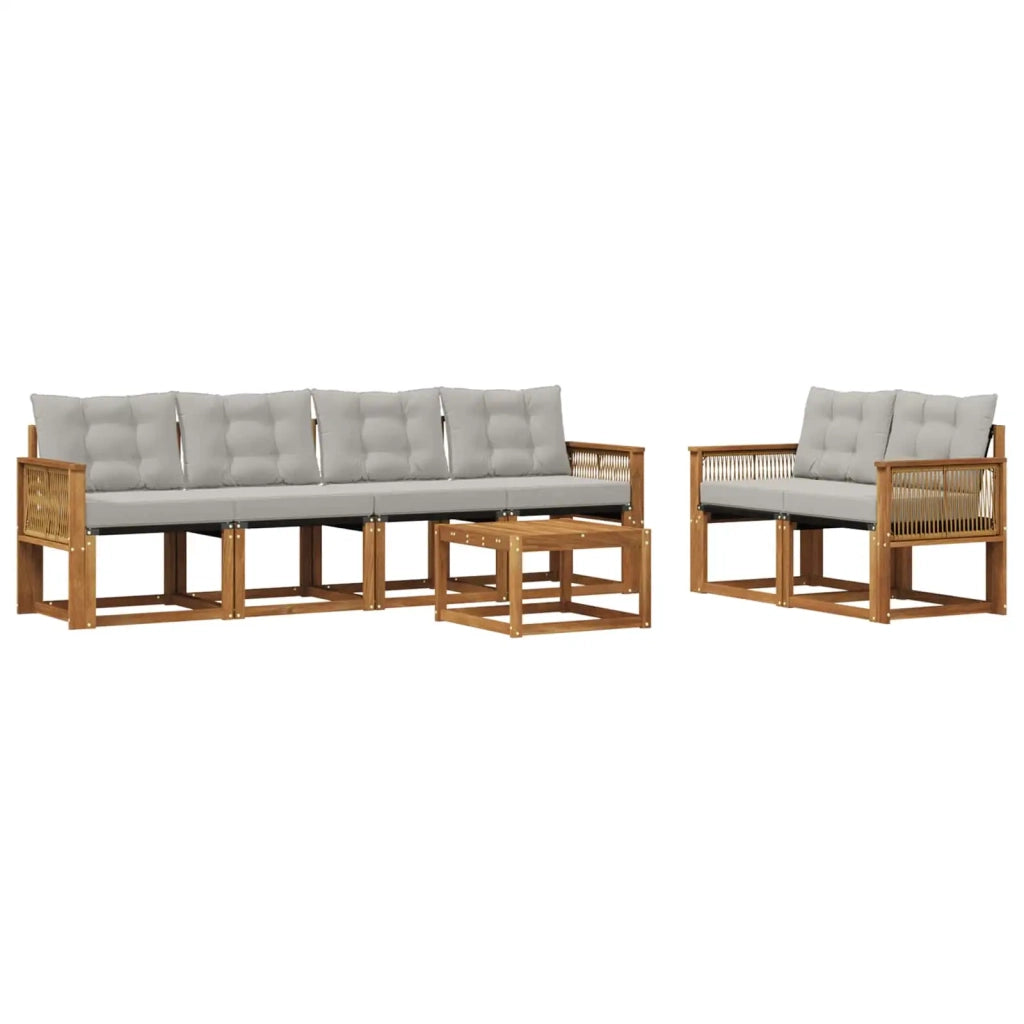 Set di divani da esterno 7 pz Naturale e Grigio Chiaro 3381795
