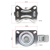 Set rotelle da trasporto 100 mm 2 ruote piroettanti con freno 2 fisse, nucleo in metallo, 70 kg a ruota