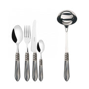 OPTICAL Ghiera Argento Anticato, Posate Set 49 Pz, Scatola Wenge,