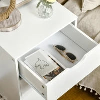 Comodino 3 Cassetti, Tavolino da Comodino, Mobiletto dallo Stile Scandinavo, in Legno, 40 x 35 x 68,5 cm, Bianco