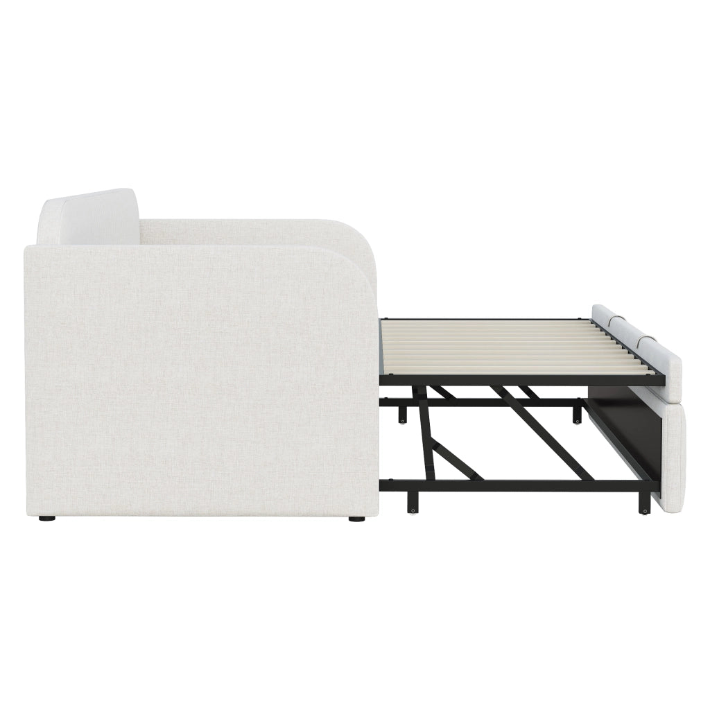 LETTO Divano letto estensibile 90x190 cm in tessuto beige con rete a doghe