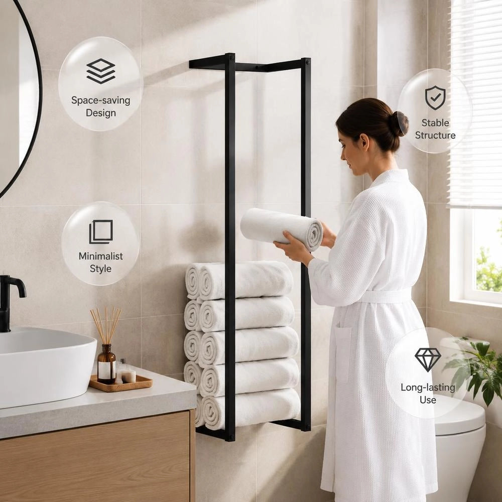 Towel Rack Black 25x20x95 Cm Iron