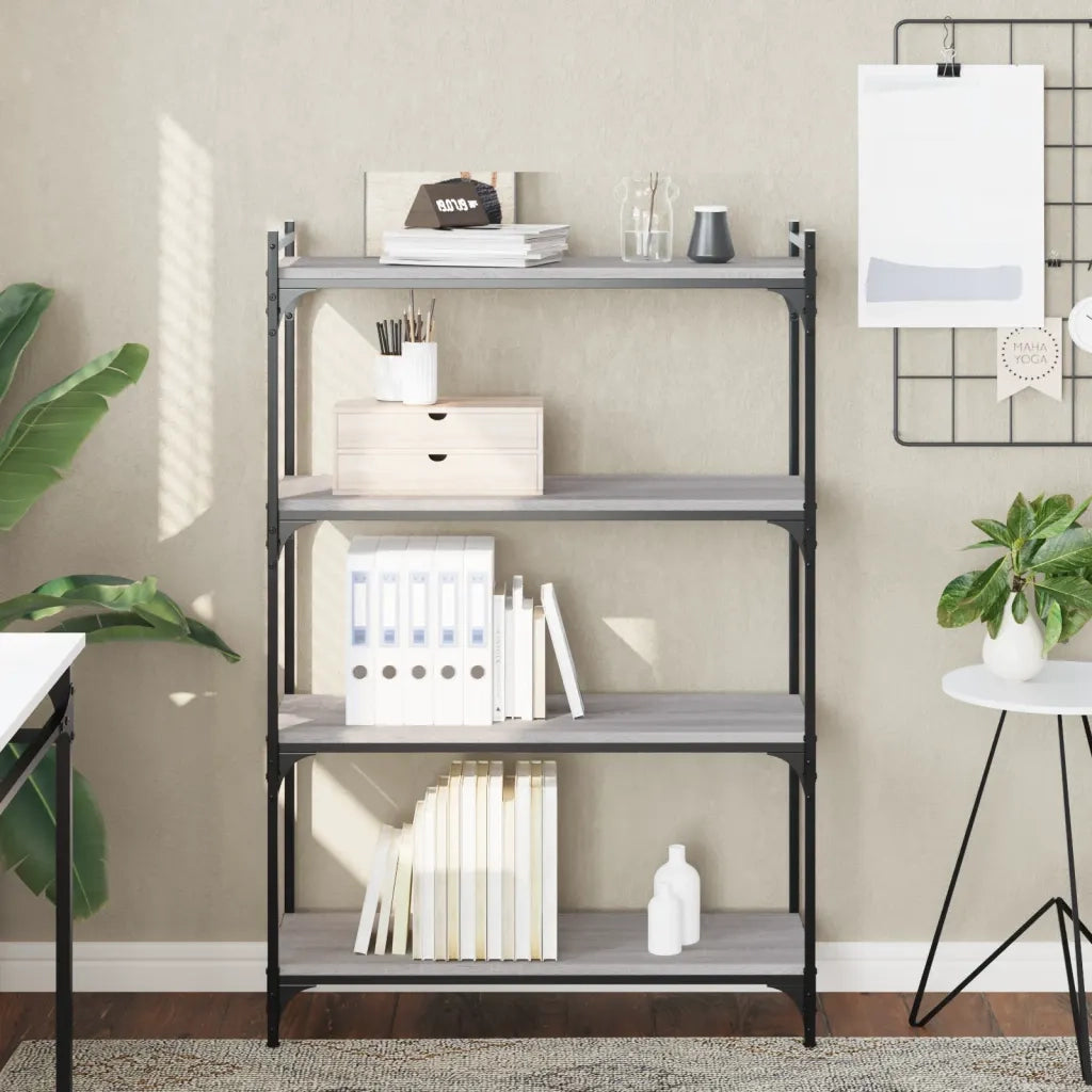 Libreria 4 Ripiani Grigio Sonoma 80x30x120cm Legno Multistratocod mxl 84571