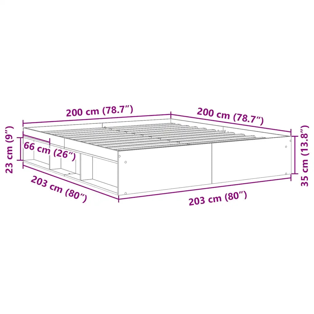 Giroletto senza Materasso Rovere Artigianale 200x200 cm 3328870